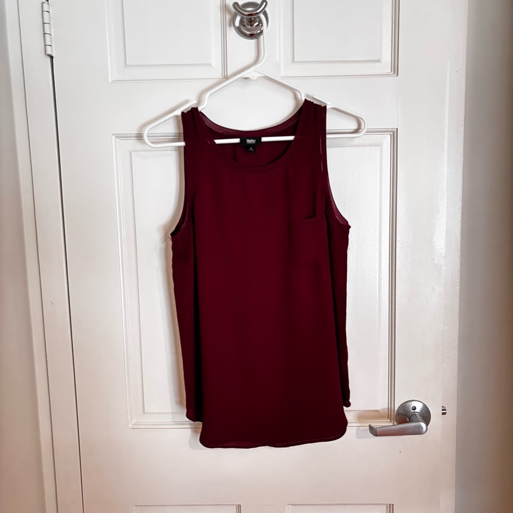 Sleeveless Burgundy Top Business Casual